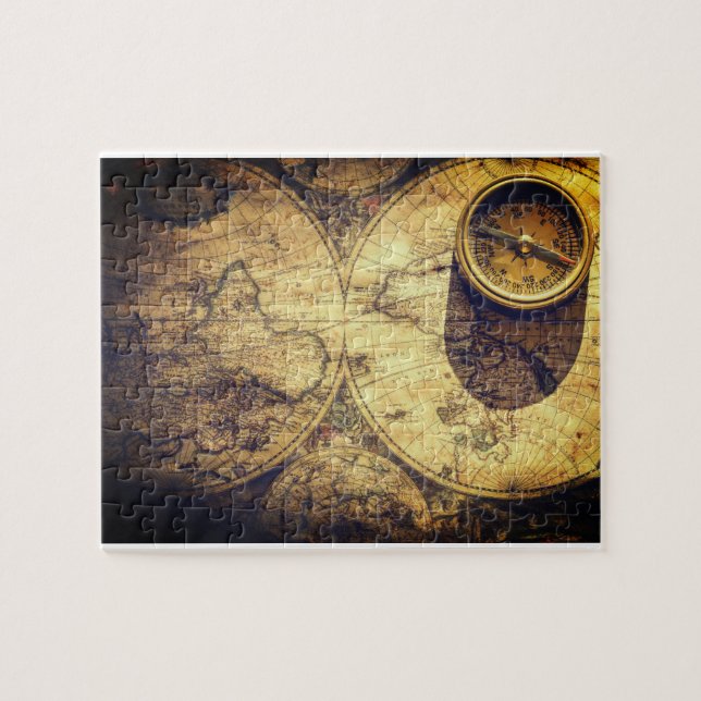 Puzzle Carte marine antique et boussole (Horizontal)