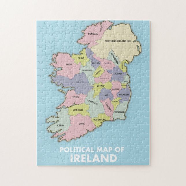 Puzzle Carte Politique De L'Irlande. (Vertical)