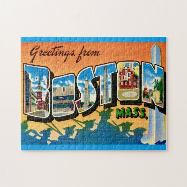 Puzzle Carte postale Boston colorée 11x14 (Horizontal)