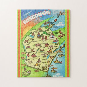 Puzzle Carte postale colorée du Wisconsin 11x14