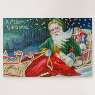 Puzzle Carte postale de Noël vintage rétro Père Noël