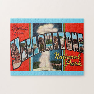 Puzzle Carte postale du parc national Retro Yellowstone