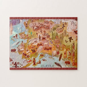 Puzzle Carte postale illustrée d'Alaska 11x14
