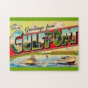 Puzzle Carte postale rétro 11x14 de Gulfport Mississippi