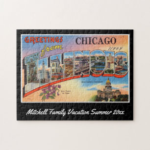 Puzzle Carte postale vintage Chicago Illinois Souvenir de