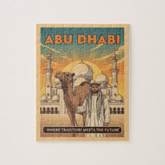 Puzzle Carte postale vintage d'Abu Dhabi avec chameau