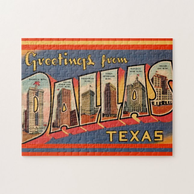 Puzzle Carte postale vintage Dallas Texas (Horizontal)