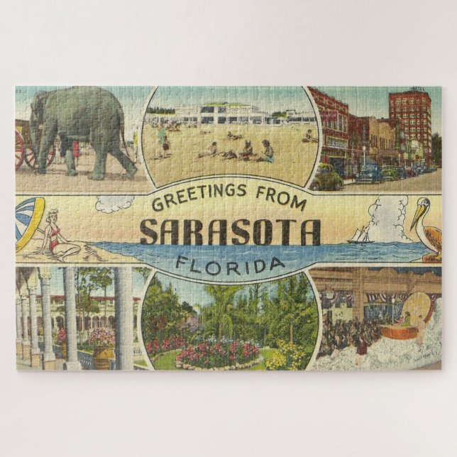 Puzzle Carte postale vintage Sarasota (Horizontal)