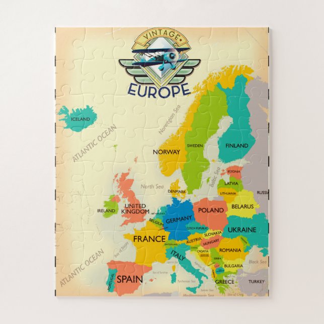 Puzzle Carte Rétro De L'Europe. (Vertical)
