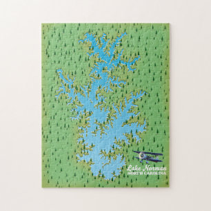 Puzzle Carte rétro du lac Norman Caroline du Sud