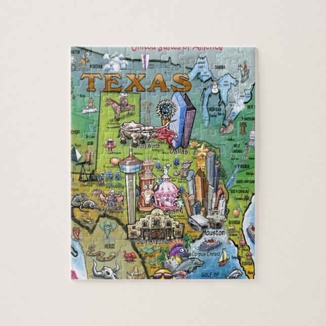 Puzzle Carte Texas USA (Vertical)