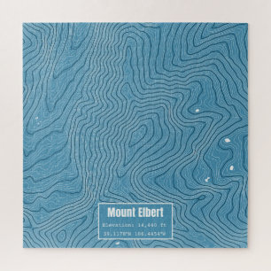 Puzzle Carte topographique du Mont Elbert - Bleu