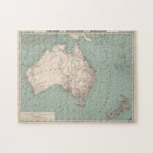 Puzzle Carte topographique vintage de l'Australie (1868)