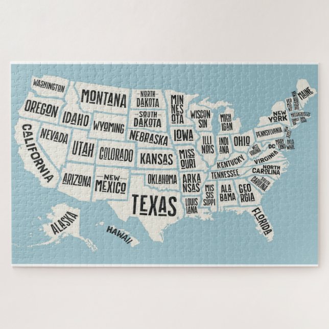 Puzzle Carte US avec des noms d'État (Horizontal)