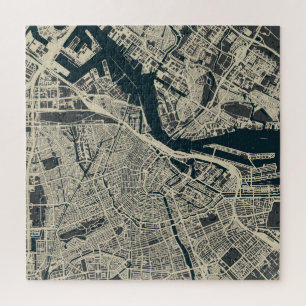 Puzzle Carte vintage Amsterdam : Rétro minimaliste