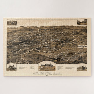 Puzzle Carte vintage d'Anniston, Alabama (1887)