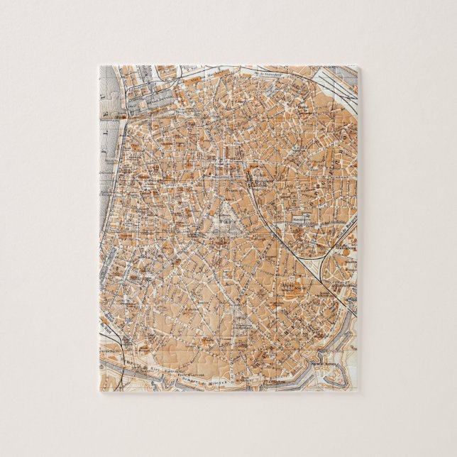 Puzzle Carte vintage d'Anvers Belgique (1905) (Vertical)