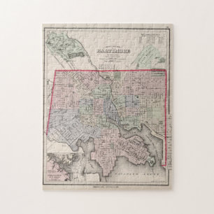 Puzzle Carte vintage de Baltimore MD (1876)