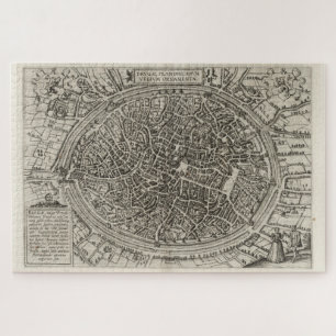 Puzzle Carte vintage de Bruges Belgique (1612)