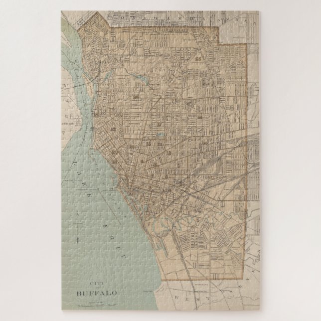 Puzzle Carte vintage de Buffalo NY (1895) (Vertical)