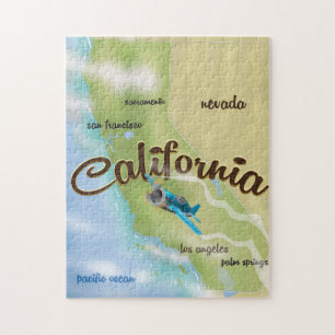 Puzzle Carte vintage de Californie aux États-Unis