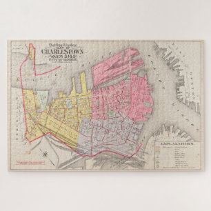 Puzzle Carte vintage de Charlestown Massachusetts (1901)