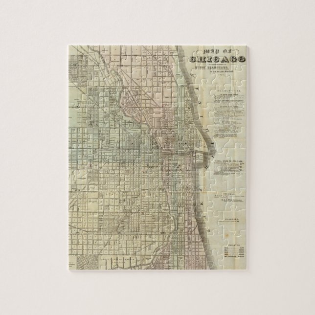 Puzzle Carte vintage de Chicago (1857) (Vertical)