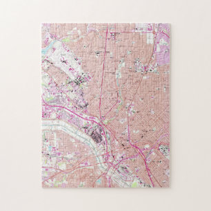 Puzzle Carte vintage de Dallas le Texas (1958)