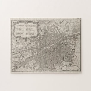 Puzzle Carte vintage de Dublin Irlande (1764)