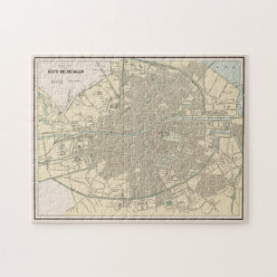 Puzzle Carte vintage de Dublin Irlande (1901)