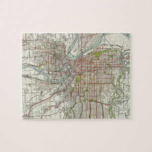 Puzzle Carte vintage de Kansas City Missouri (1920)