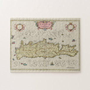 Puzzle Carte Vintage de la Crète Grèce (1665)