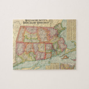 Puzzle Carte vintage de la Nouvelle Angleterre States (19