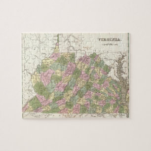 Puzzle Carte vintage de la Virginie (1838)