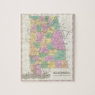 Puzzle Carte vintage de l'Alabama (1827)