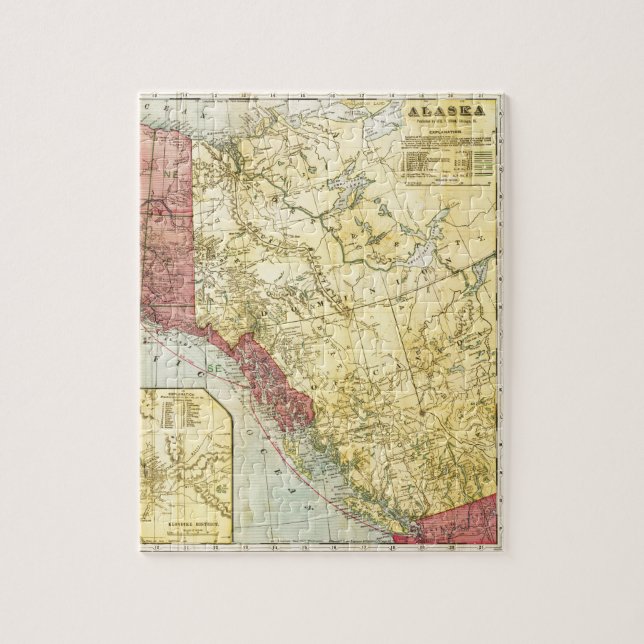 Puzzle Carte vintage de l'Alaska (Vertical)