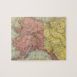 Puzzle Carte vintage de l'Alaska et du Canada (1901)