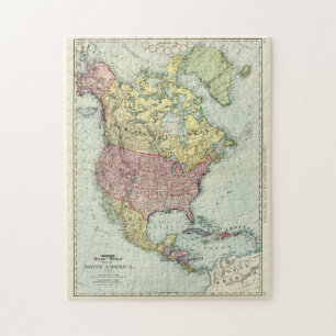 Puzzle Carte vintage de l'Amérique du Nord (1897)