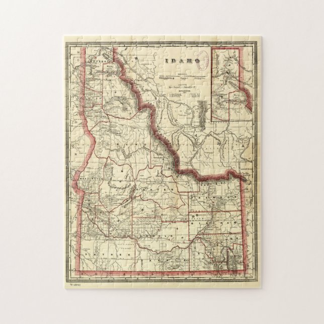 Puzzle Carte vintage de l'Idaho (1896) (Vertical)