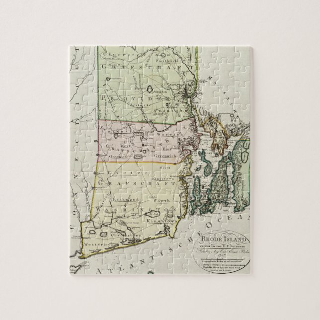 Puzzle Carte vintage de l'île Rhode (1797) (Vertical)