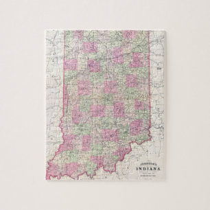 Puzzle Carte vintage de l'Indiana (1864)