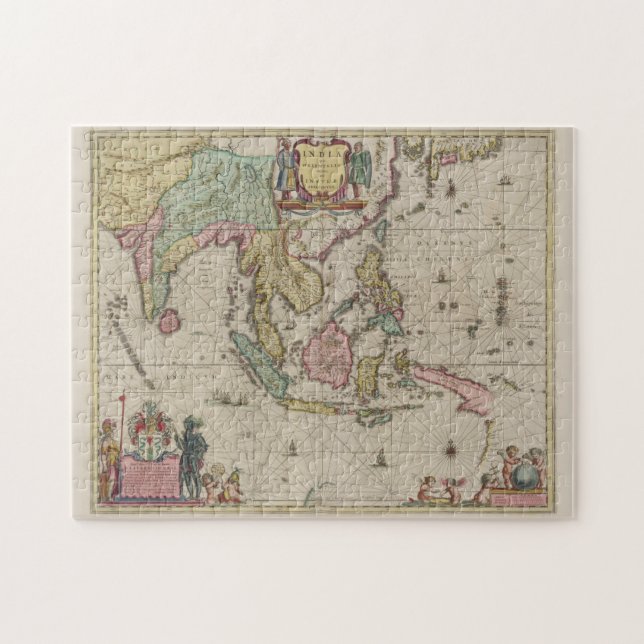Puzzle Carte vintage de l'Indonésie (1665) (Horizontal)