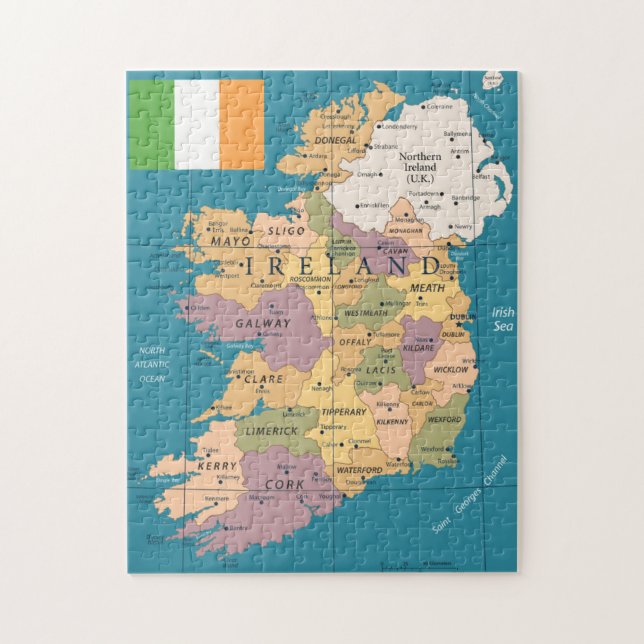 Puzzle Carte vintage de l'Irlande (Vertical)