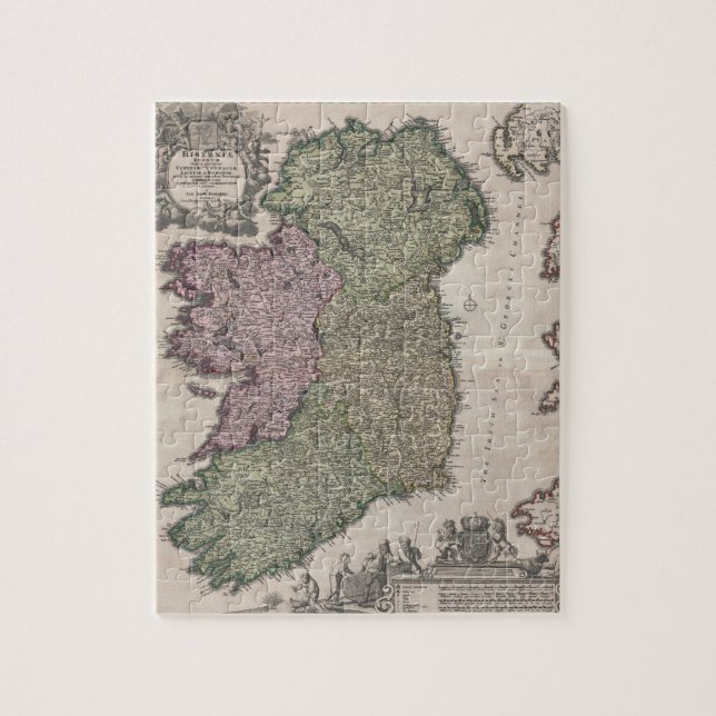 Puzzle Carte vintage de l'Irlande (1716) (Vertical)