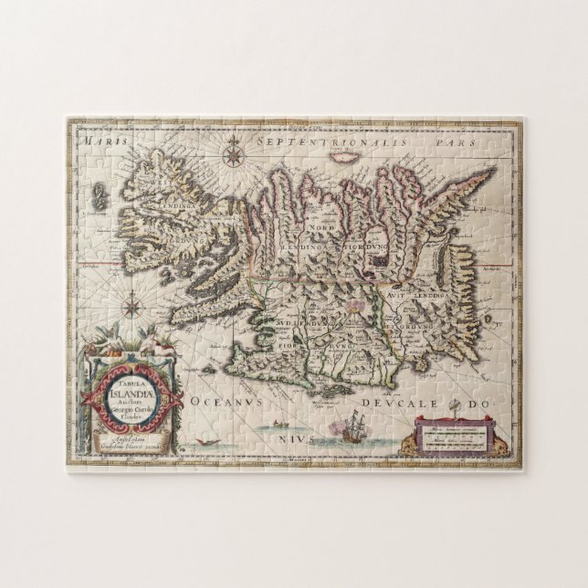 Puzzle Carte vintage de l'Islande (1684) (Horizontal)