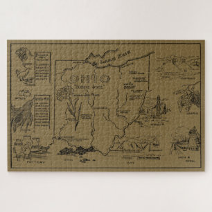 Puzzle Carte vintage de l'Ohio (1912) - Tan