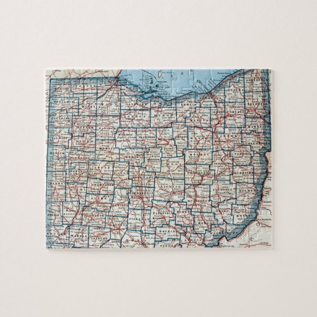 Puzzle Carte vintage de l'Ohio (1921) (Horizontal)