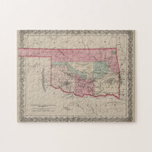 Puzzle Carte vintage de l'Oklahoma (1869)