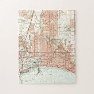 Puzzle Carte vintage de Long Beach la Californie (1949)