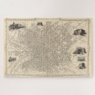 Puzzle Carte vintage de Manchester Angleterre (1851)